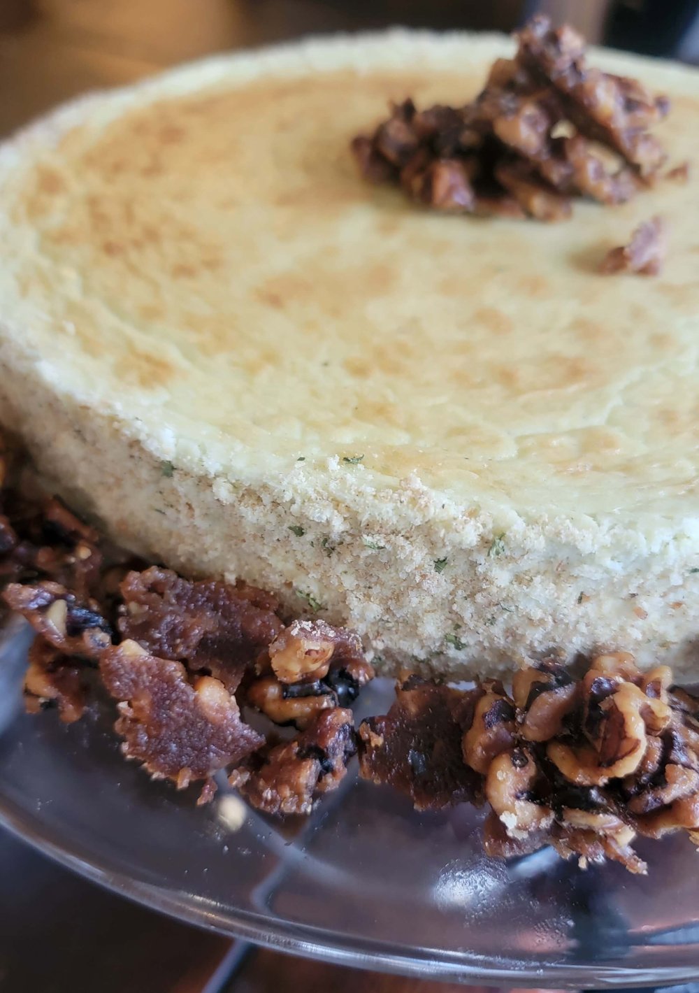Blue Cheesecake with walnuts